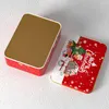 Present Wrap Christmas Metal Tinning Can Square Candy Box Storage Biscuit Iron Home Hand Card 12 9 4.5cm