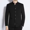 Men's Suits Stylish Clothing Mens Black Mandarin Collar Blazer Jackets For Big Size Zhongshan Chinese Fashion Husband