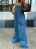 بنطلون جينز للسيدات y2k denim cargo pants نساء منخفضة الخصر مستقيم الساق شارع الملابس