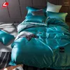 Zestawy pościeli Wysokiej jakości letni biały jedwabny zestaw łóżka Król Quen Rozmiar płaski arkusz bawełniany kołdra 4pcs łóżka 250 270 cm