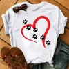 Women's T-Shirt Short Slves Cotton Tops Strwear Cartoon Colorful Heart Dog Paw Graphic Print T Shirt 90s Fashion Casual Women Unisex T Y240509