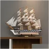 Decoratieve objecten Figurines houten scheepsmodel ornamenten woonkamer ambachten moderne huizendecoratie piraat wijnkast kantoor geboorted dho4b