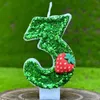 5PCS Świece 3D Świece Cake Dekorowanie brokat zielone cyfrowe świece