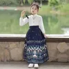 衣類セット馬のフェイススカートの子供用ハンフの女の子の中国スタイルの古代印刷セット