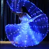 Led Isis Wings Belly Dance Colorful Futterfly Wings Glowing Light Up Costume Performance Clothing for Halloween Christmas Party 240513