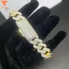 Luxury High Quality Bracelets 14mm 3 Row Diamond Iced Out 925 Sterling Silver Hip Hop Moissanite Cuban Link Chain Bracelet
