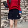 デザイナーテニススカートレディース衣服ミミスカートレター刺繍カジュアルハーフスカートパッチワークダブルウエストバンドデザイン大型ポケットスカート