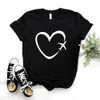 T-shirt de voyage pour femmes coeur coeur amour imprime