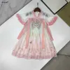 Top Girls Partydress Hanfu Design Baby Jirt Taille 110-160 cm Kids Designer Vêtements Ice Silk Cotton tissu princesse robe 24april