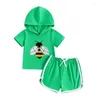 Clothing Sets Toddler Boy Summer Outfit Bee Embroidery Short Sleeve Hood Tops With Elastic Waist Shorts 2 Pcs Clothes