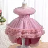 Mädchenkleider wunderschöne und elegante Schultermädchen flauschiges Hochzeitskleid für 4-12 Jahre alte Gastkleid für formales Weihnachtsessen Kleid Y240514 geeignet