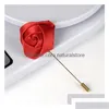 Pins Brooches Pins Brooches Mens Lapel Handmade Rose Flower Boutonniere Stick For Man Suits Jewelry Accessories Drop Delivery Jewelr Dh456