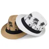 Berets modne mężczyźni letni kapelusz lekki druk drzewa przenośna okshada słońca ojciec słomy anty-uv