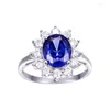 Cluster Rings 925 Sterling Silver Jewelry Wholesale Classic Blue Ring Stone 4.4ct Natural Tanzanite For Women Size Fine