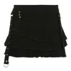 Юбки женская темная готическая юбка в стиле нерегулярная многослойная джинсовая ткань с высокой талией с плиссированным боковым дизайном короткое платье Spight Girl Stiver