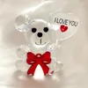 Fête favor je t'aime cristal ours Valentin Gift Gift Verre artificielle de fleurs de rose mères de mariage Baby Shower pour les invités