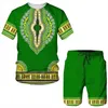 Summer African Wear For Men Clothes 3D Print Dashiki Man Women Casual Shorts Suits Outfits T Shirts Shorts2 Piece Tracksuit Set 240426