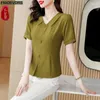 Blouses des femmes M-5xl 2024 Été mignon peplum tops femmes basique usure du bureau