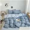 Bedding Sets Black Set For Boys Girls Bedroom Washed Cotton Duvet Er Pillowcase Bedspread Simple Fashion Sheet Bed Linens 240127 Dro Dh9C3