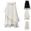 Skirts Sweet Elegant Women Tulle Skirt Mesh Patchwork Transparent 3D Floral Long Slant Ruffled Irregular Korean Tutu