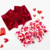 Accessoires de cheveux 2pcs / lot Velvet Baby Valentines Day Bands Gift Photography Props coeur Shap Big Bow Bandbands de cheveux coréens