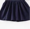 여름 아기 소녀 공주 드레스 면화 아이 짧은 소매 격자 무늬 드레스 여자 턴 다운 칼라 드레스 아이 스커트 3m-24m