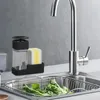 Dispensateur de savon liquide et support d'éponge facile à remplir le lavage à lavabo polyvalent pour la salle de bain de la cuisine El Kitchen