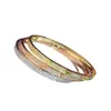2024Womens bracelet gold torque bangle Double row diamond luxury jewelry width 5MM hidden inlay process High fade resistant bracelets designer for women Bijoux q6