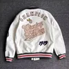 Jackets de uniforme de beisebol y2k jaqueta de couro retro bordada de múltiplas letras brancas casaco curto masculino e outono 240513