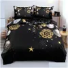 Ensembles de literie Luxury Black Gold Christmas Tree 3pcs Queen King Fl Fl Size Duvet Er Linen Set Pread pour un enfant 200x200 240x220 Drop Dhyns