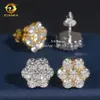 Cina gioielli all'ingrosso a forma di fiore all'ingrosso sterling sier vvs moissanite cluster stalloni orecchini in oro in oro bil