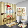 Shower Curtains Christmas Curtain Waterproof Polyester Bathroom Accessories Set Floor Mat Toilet Household Products