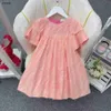 Top Girl Dress Baby Pełna druk liter Rozmiar Rozmiar 100-160 Etykiety Designer Designer Ubranie bawełniana dziecięca sukienka 24feb20