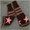 Socks Hosiery Women Warmers Womens Long Knitted Warm Strip Kawaii Star Print Stockings Ladies 2023 Autumn Winter Cloghet Boot Cuffs Dhywd