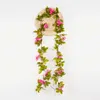 3pcs fleurs décoratives couronnes artificielles fleurs vigne rouge rose bricolage décoration de mariage fausse fleur décoration de salle de maison suspend