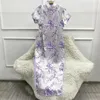 Etniska kläder Big size 3xl 4xl 5xl Qipao Flower Jacquard Cheongsam Vintage Chinese Style Dresses Elegant Party Vestidos Lady Summerwear