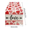 Tableau d'amour Love Red Heart Runner Vintage Scarf Home Kitchen Tabletop Decor Farmhouse Farmhouse intérieure Outdoor Holiday Thème