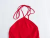 Casual Dresses Backless Sexy Swing Sundress Women Cute Sleeveless Red Hanging Neck Dress Sling 2024 Fashion Female Vacation Party Clothes