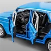 Diecast Model Cars 1/24 ratio LADA toy car model alloy die cast 6-door open pull back sound light ratio car toy T240513