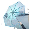 Paraplyer 1 st blommortryck Plastfällbart campingparaply