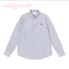 Autumn New Long-Sleeved POLO shirt striped small love embroidery pure cotton men and women lovers T-shirt loose casual cardigan top sun protection clothes S-2XL