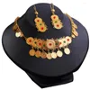 Necklace Earrings Set 24K Gold Round Two Piece Ethiopian Middle Eastern European And American Women's Jewelry Dubai Weddin