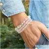 Bracles Natural blanc Clear Quartz Gems Stone Round Rounds Perles à main