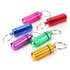 Förvaringslådor BINS Legering Waterproof 17x48mm Aluminium Metal Pill Box Case Keyring Key Chain Ring Medicine Organizer Bottle Holder Conta OTRL6