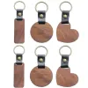 パーソナライズされた木製のキーチェーン、DIY荷物装飾のためのキーリングの革製のハート丸いキーリング11 ll