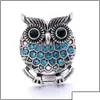 Altri pulsanti a scatto Componente Gioielli Rhinestone Retro Owl Bottoni di snap di metallo da 18 mm Funziona Bracciale Bangle Noosa N0054 Drop dhselle Dhx1i