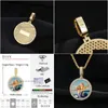 Colliers pendants bijoux à mémoire personnalisée Luxury 32 mm 10k Real Yellow Gold Setting Natural Diamond Iced Out Picture Collier Po Dr Dhuiy