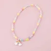 Beaded Necklaces Makersland Childrens Necklace Girl Snowflake Rainbow Pendant Beaded Necklace Cute Design Fashion Childrens Beads DIY Jewelry Gift d240514