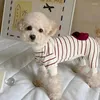 Köpek giyim yüksek yakalı çizgili cepler evcil kıyafetler ev kıyafeti sonbahar ve kış sıcak tulum köpek yavrusu Bichon Teddy