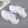 Casual Shoes Women's Sneakers Mesh Breathable Soft Sole Height Increasing Light Weight Sports Solid Color 2024 Summer